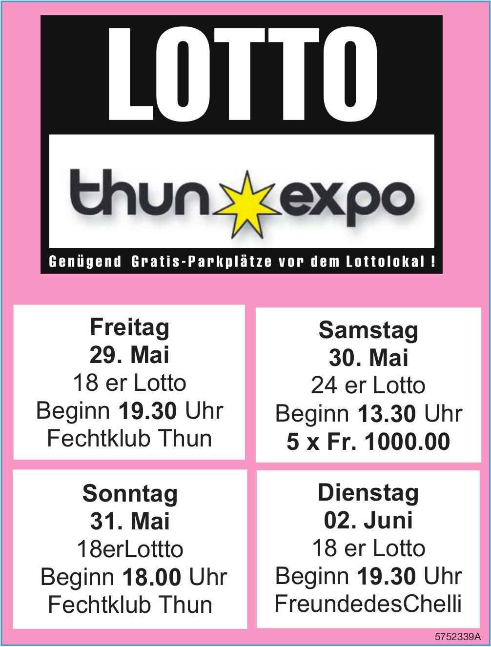LOTTO, 29. Mai - 2. Juni, thun expo