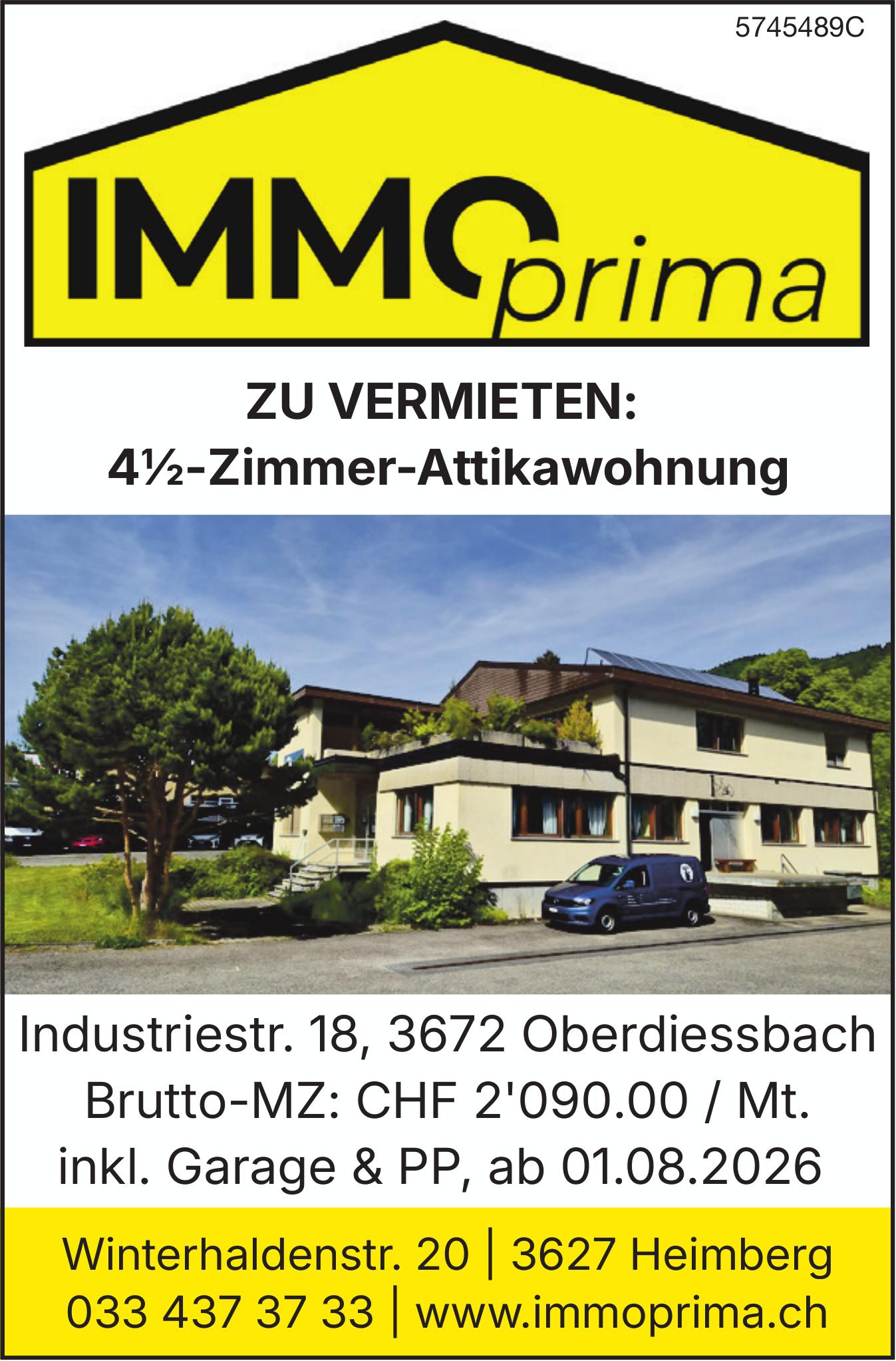 4½-Zimmer-Attikawohnung, Oberdiessbach, zu vermieten
