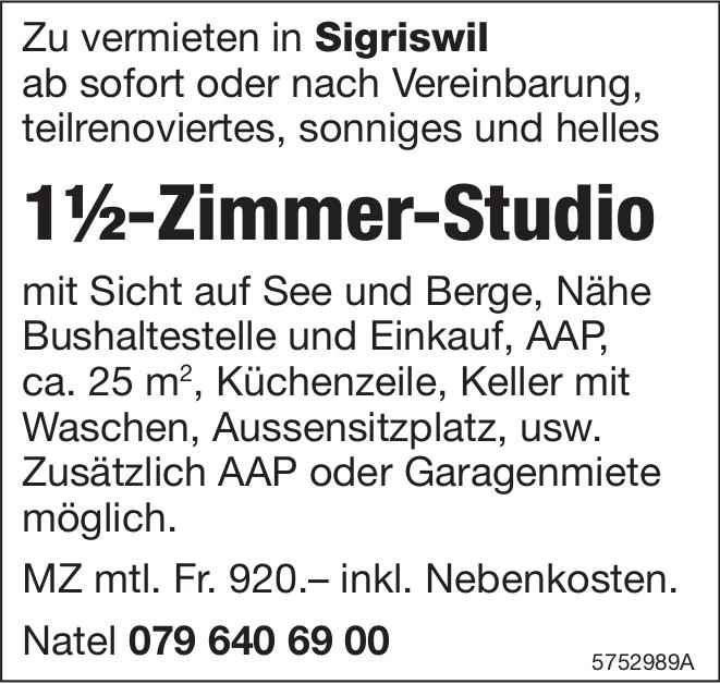 1½-Zimmer-Studio, 1½ Zimmer-Wohnung, Sigriswil, zu vermieten