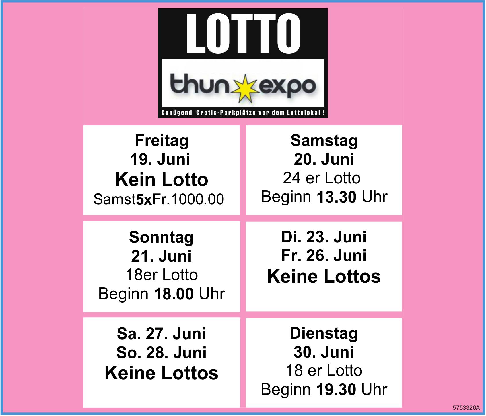 LOTTO, 19. - 30. Juni, thun expo
