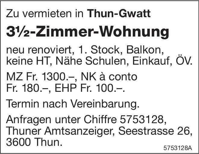 3½-Zimmer-Wohnung, Thun-Gwatt, zu vermieten