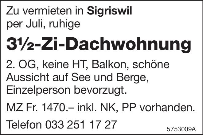 3½-Zi.-Dachwohnung, Sigriswil, zu vermieten