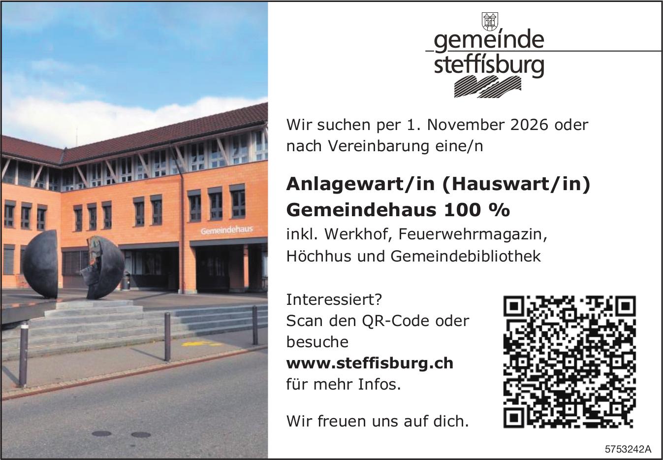 Anlagewart/in (Hauswart/in) Gemeindehaus 100 %, Gemeinde Steffisburg, Gesucht