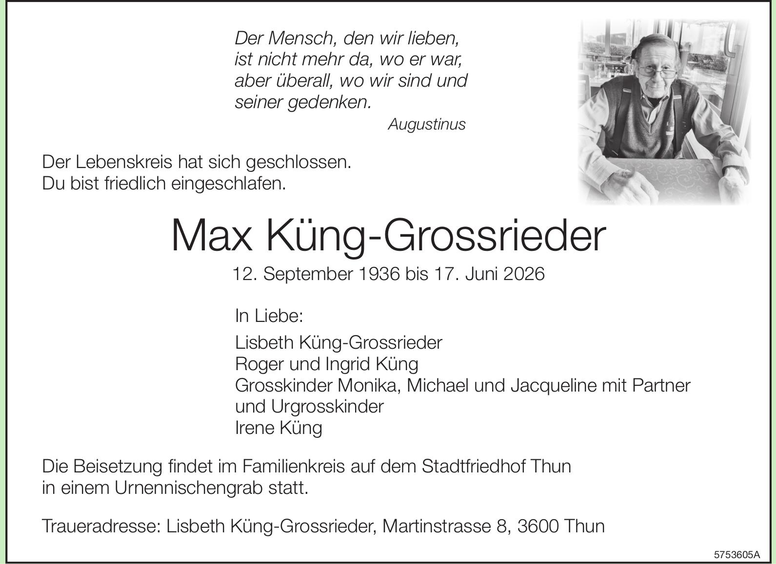 Küng-Grossrieder Max, Juni 2026 / TA
