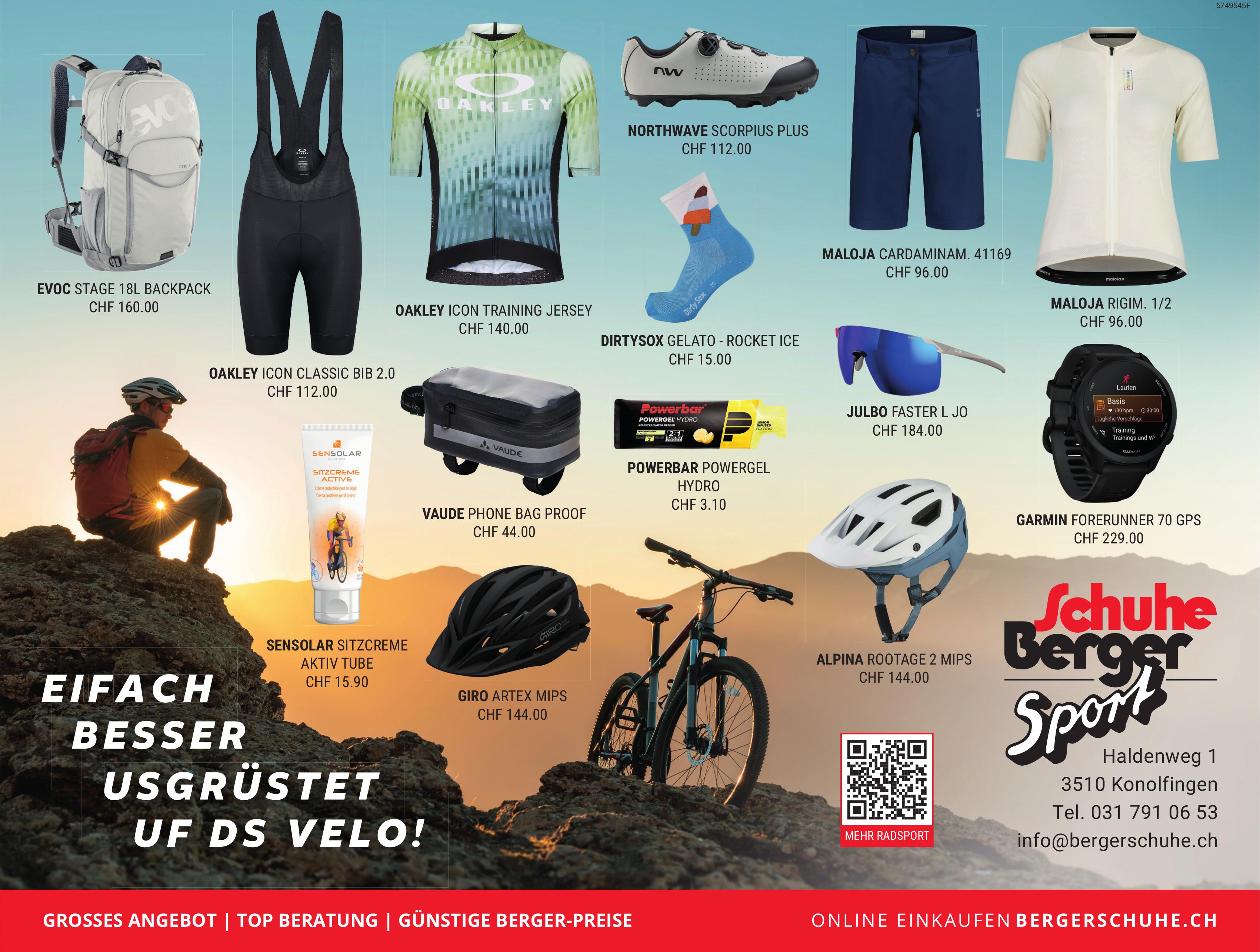 Schuhe Berger Sport, Konolfingen - EIFACH BESSER USGRÜSTET UF DS VELO!