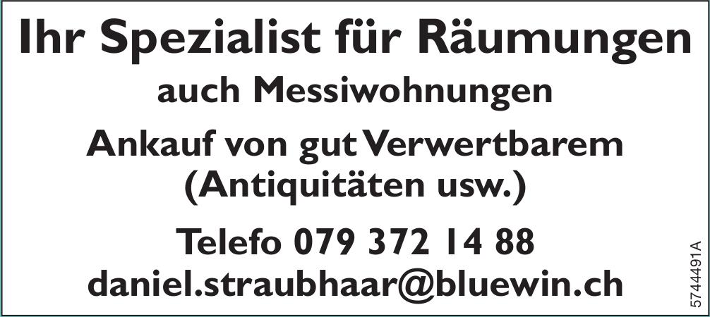 Daniel Straubhaar, Ihr Spezialist für Räumungen