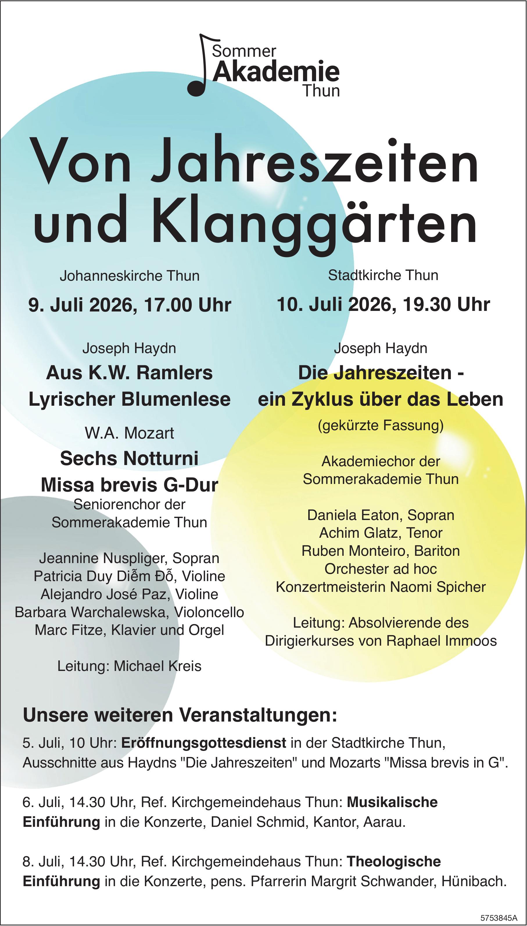 Von Jahreszeiten und Klanggärten, 9. - 10. Juli