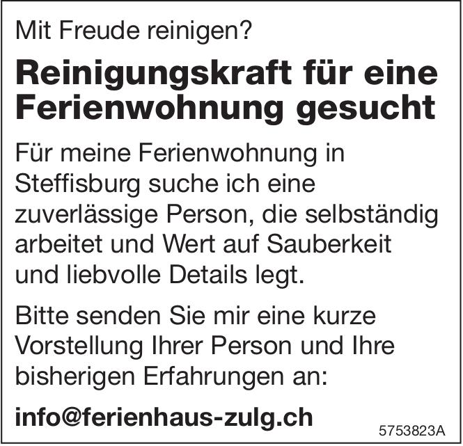 Reinigungskraft für eine Ferienwohnung gesucht, Steffisburg, gesucht