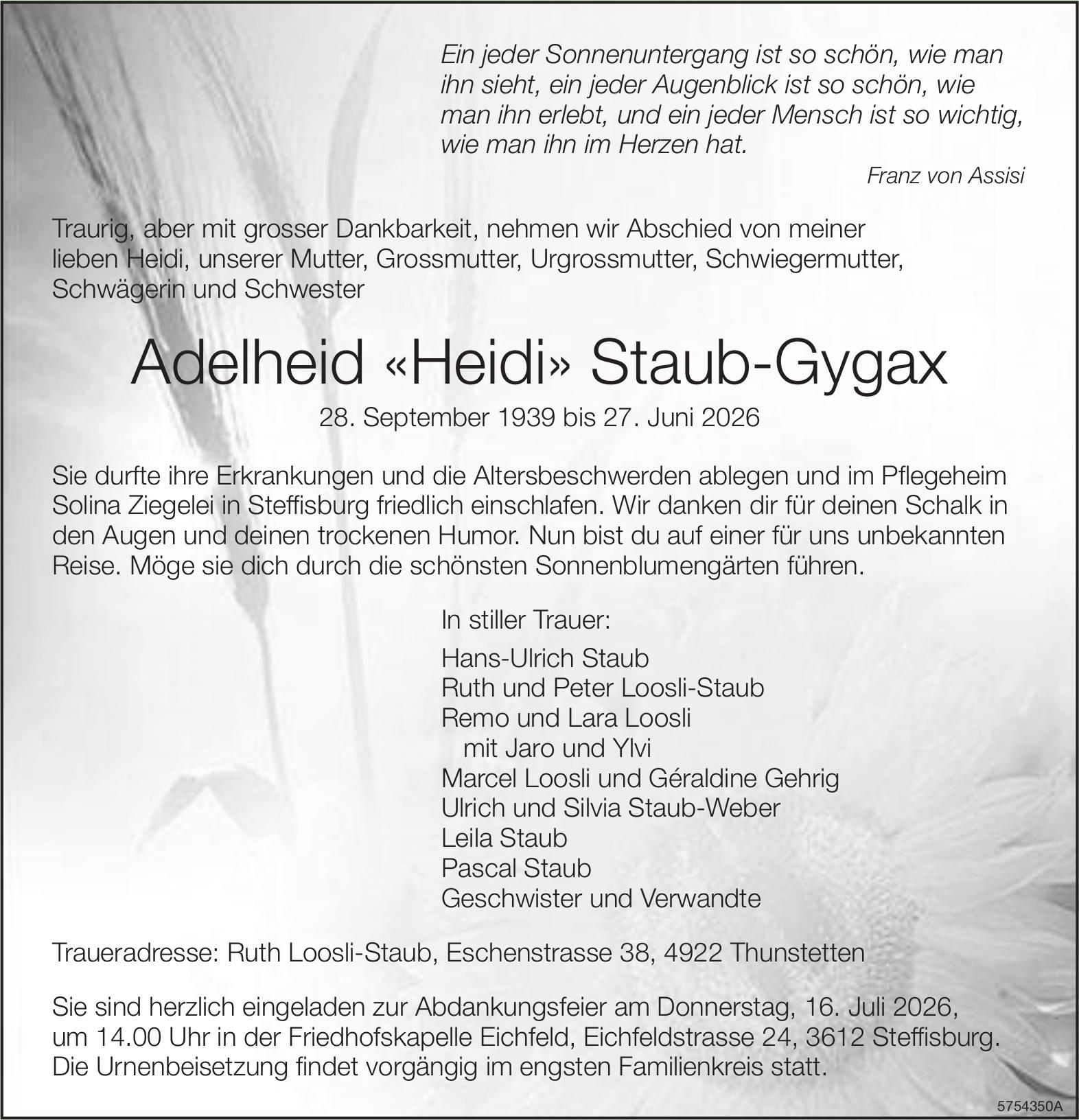 Staub-Gygax Adelheid 