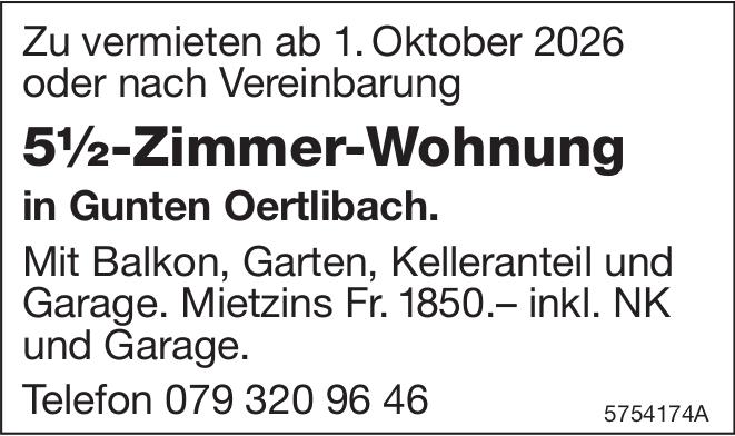 5½-Zimmer-Wohnung, Gunten Oertlibach, zu vermieten