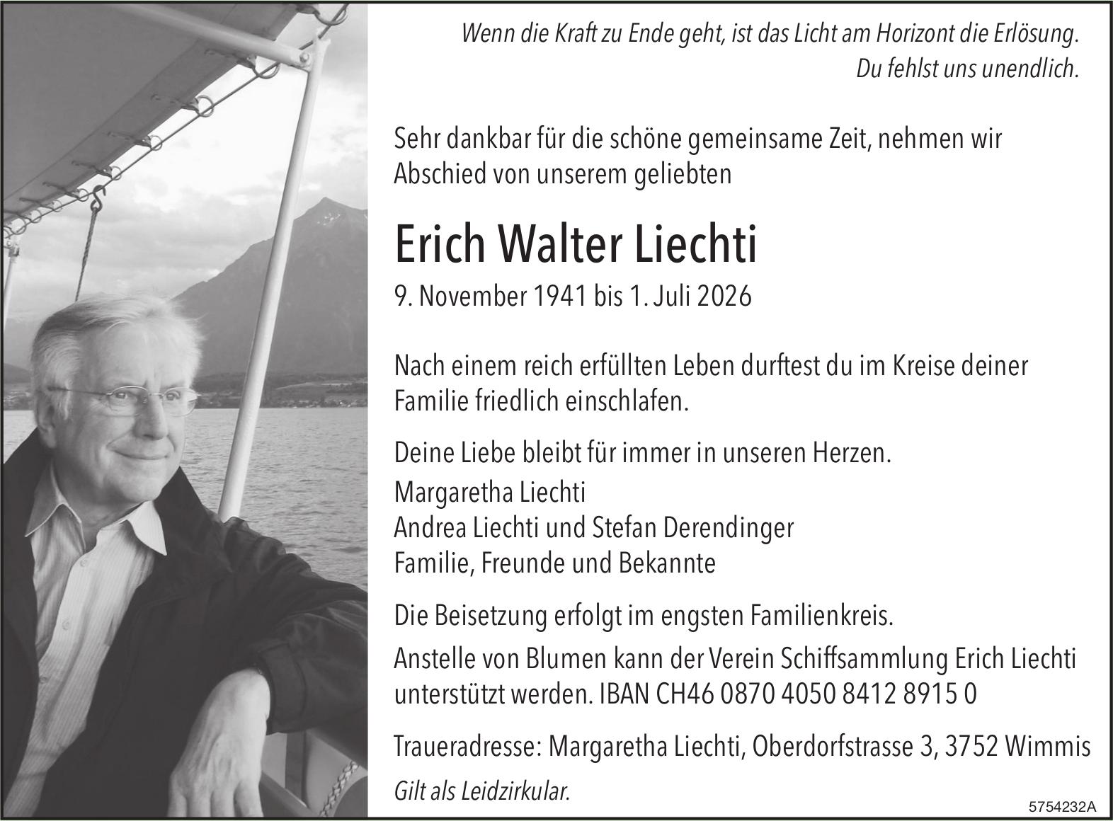 Liechti Erich Walter, Juli 2026 / TA
