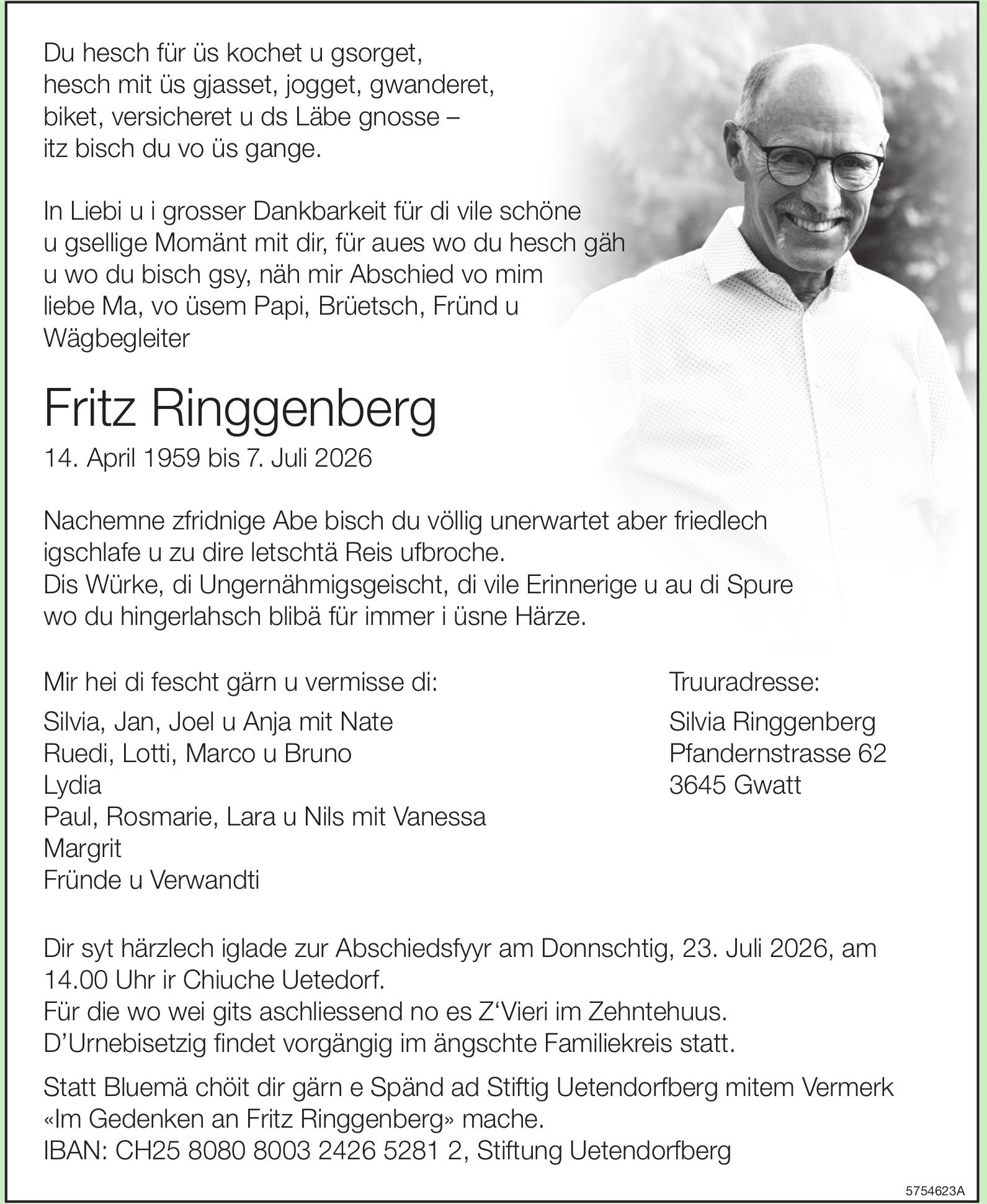 Ringgenberg Fritz, Juli 2026 / TA