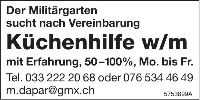 Küchenhilfe w/m, Der Militärgarten, gesucht