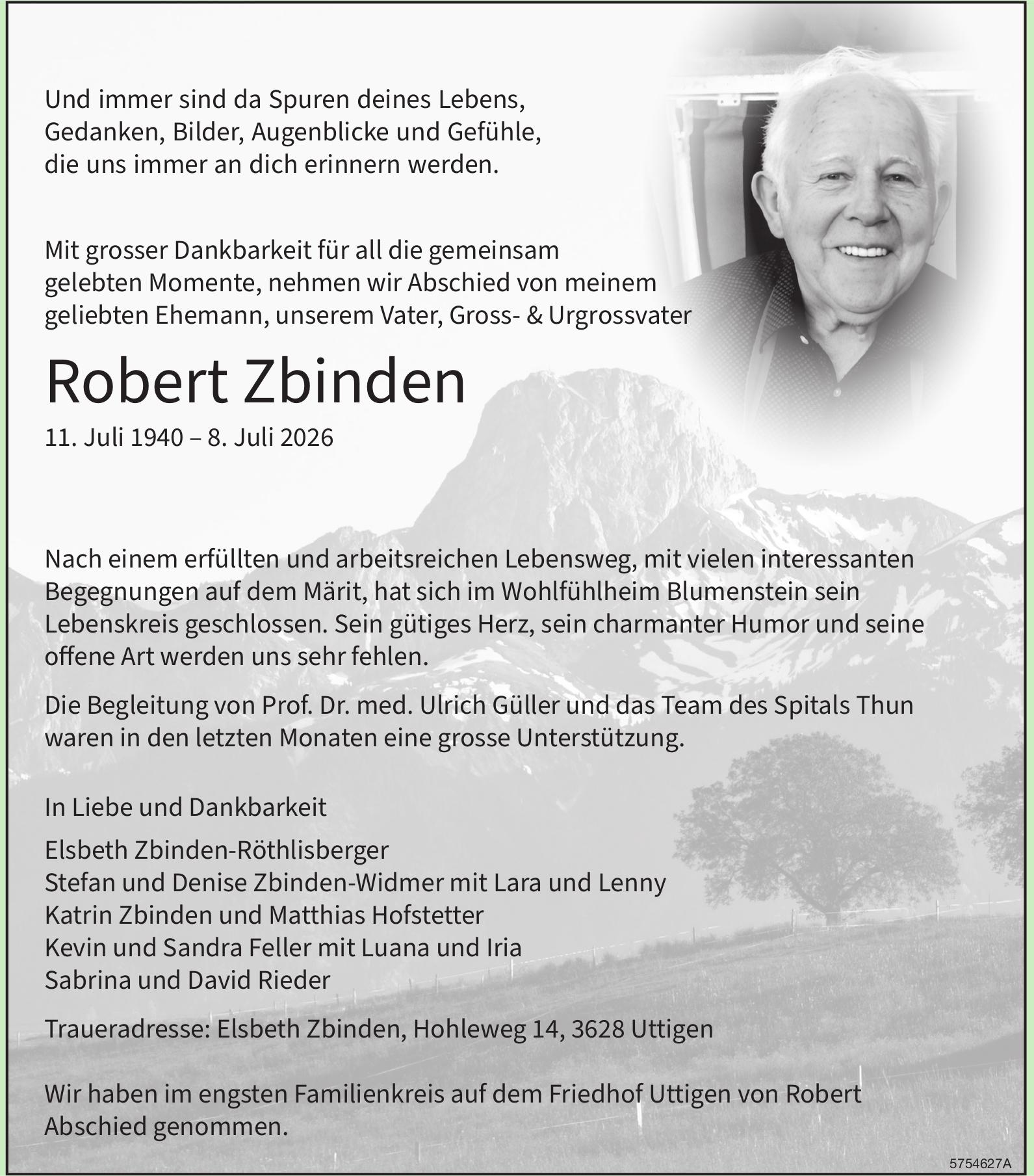 Zbinden Robert, Juli 2026 / TA