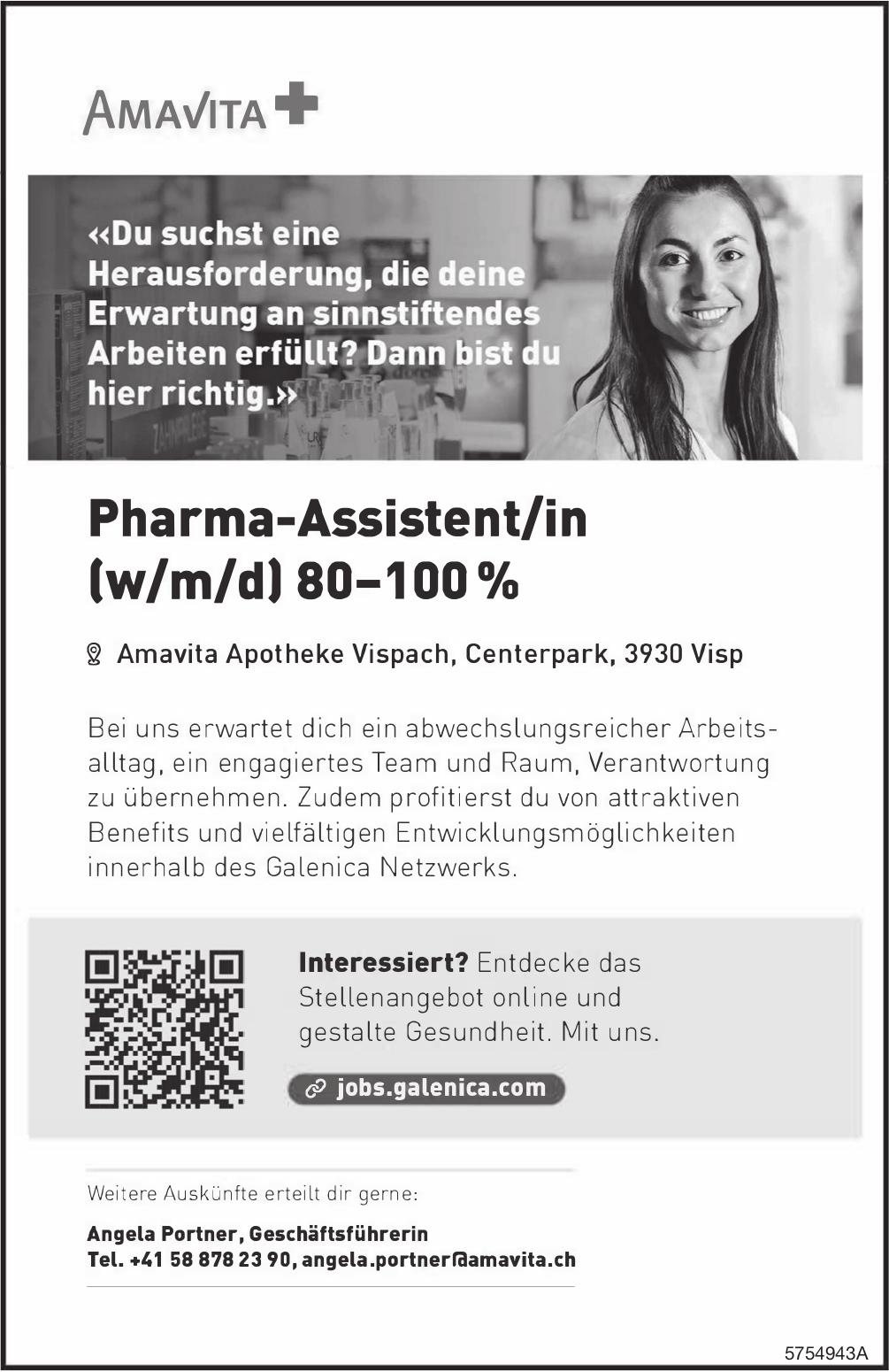 Pharma-Assistent/in (w/m/d) 80–100 %, Amavita, Visp, Gesucht