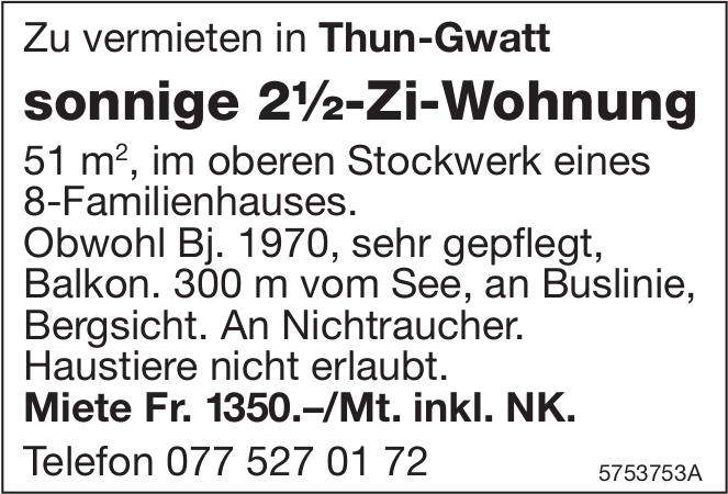 sonnige 2½-Zi-Wohnung, 2½ Zimmer-Wohnung, Thun-Gwatt, zu vermieten