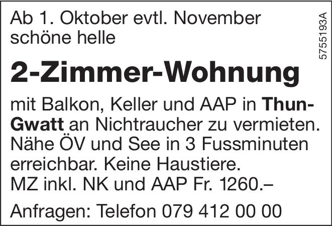 2-Zimmer-Wohnung, Thun-Gwatt, zu vermieten