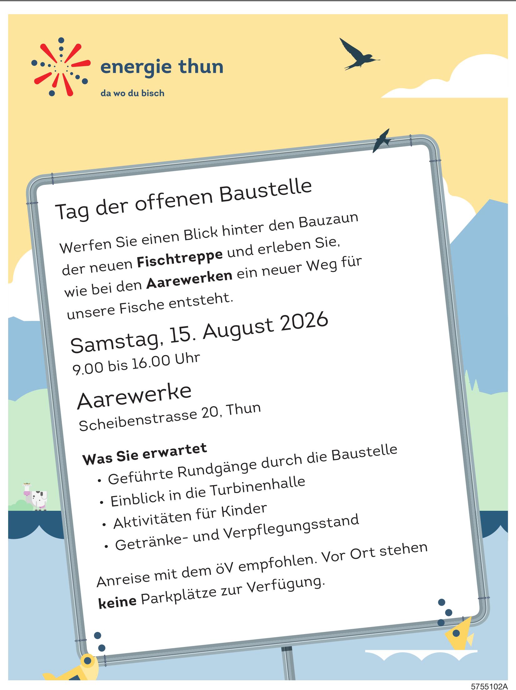 Tag der offenen Baustelle, 15. August, Aarewerke, Thun