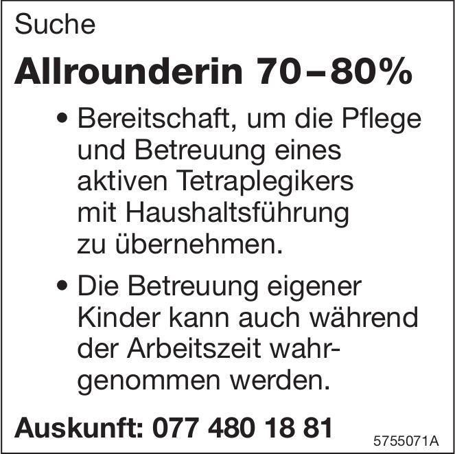 Allrounderin 70–80%, Gesucht