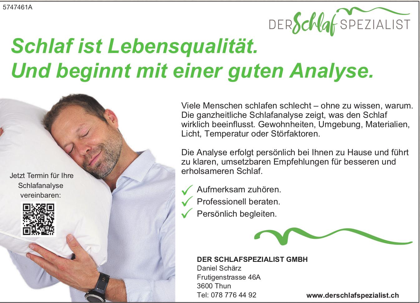 DER SCHLAFSPEZIALIST GMBH, Thun - Schlaf ist Lebensqualität. Und beginnt mit einer guten Analyse.