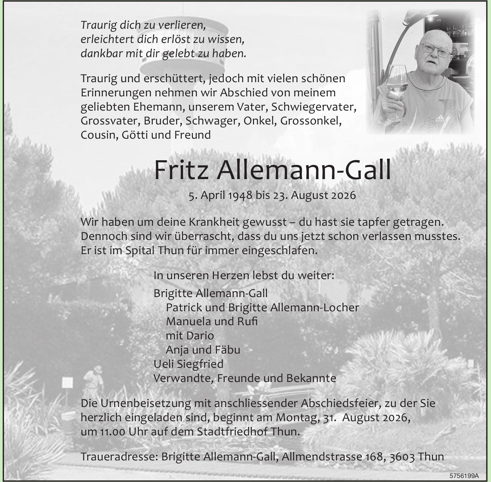 Allemann-Gall Fritz, August 2026 / TA