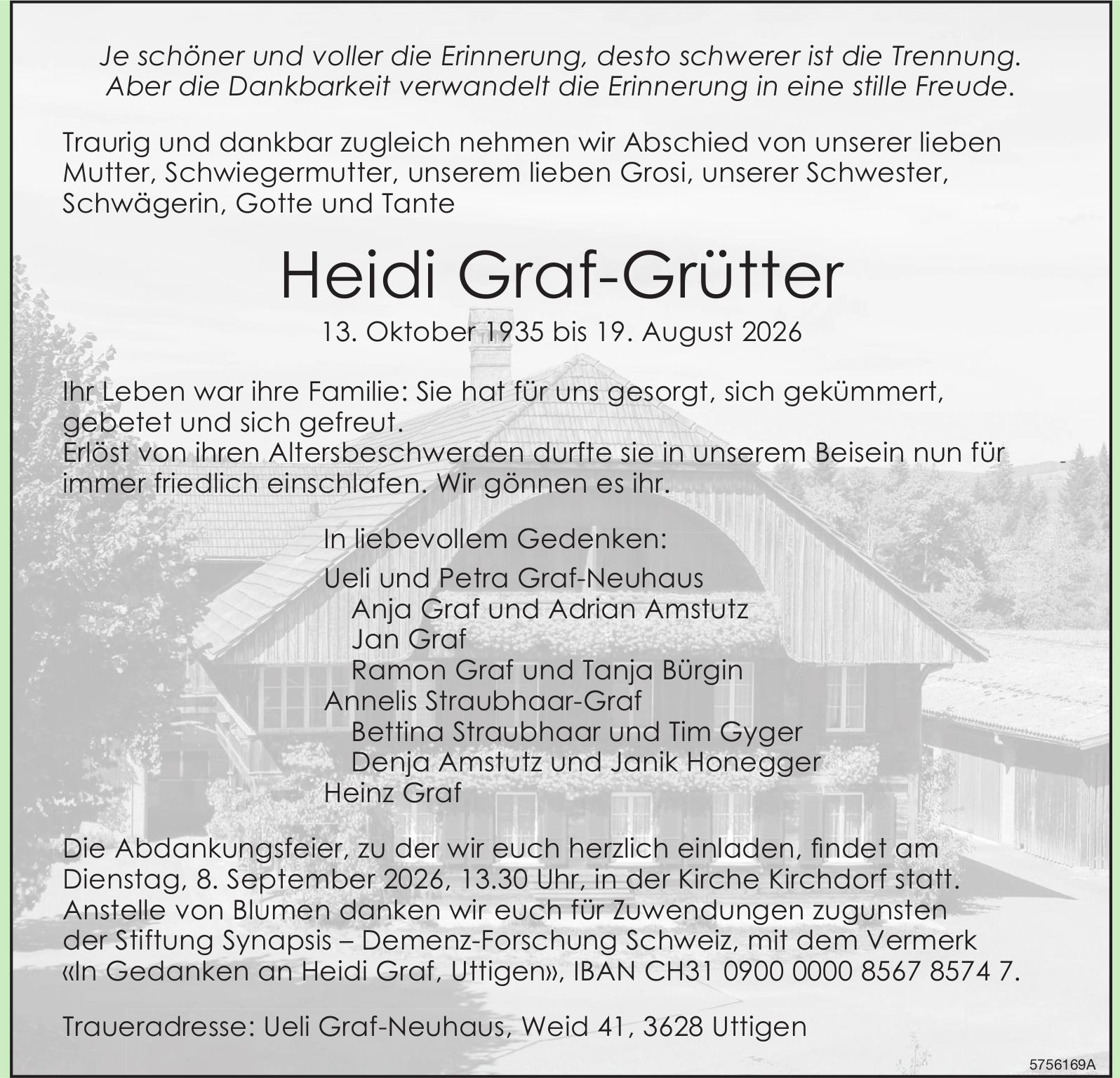 Graf-Grütter Heidi, August 2026 / TA