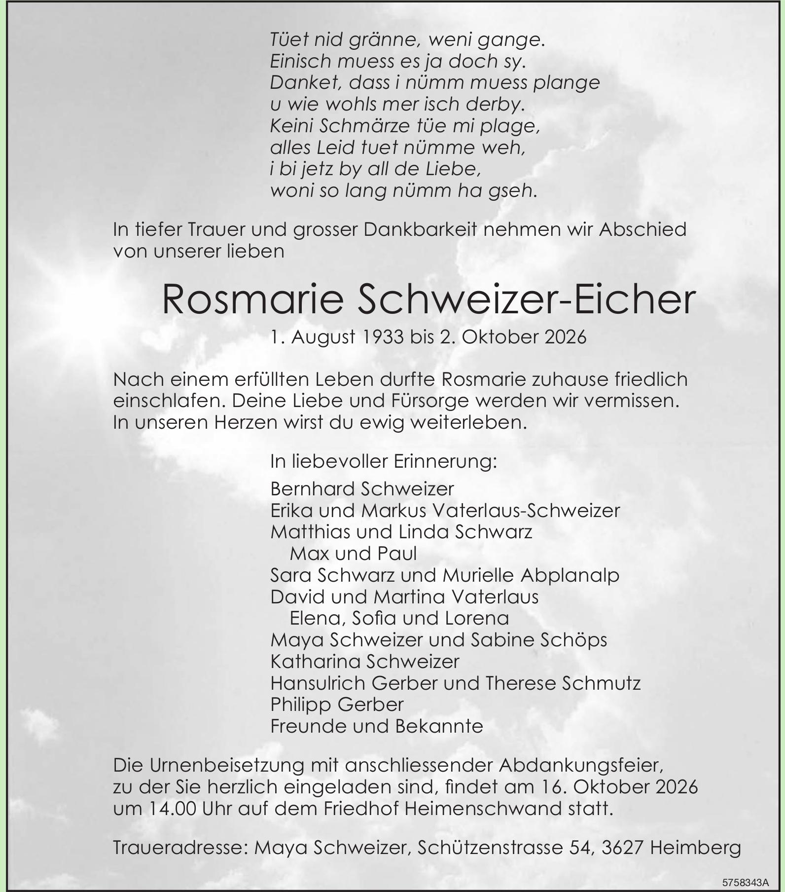 Schweizer-Eicher Rosmarie / TA