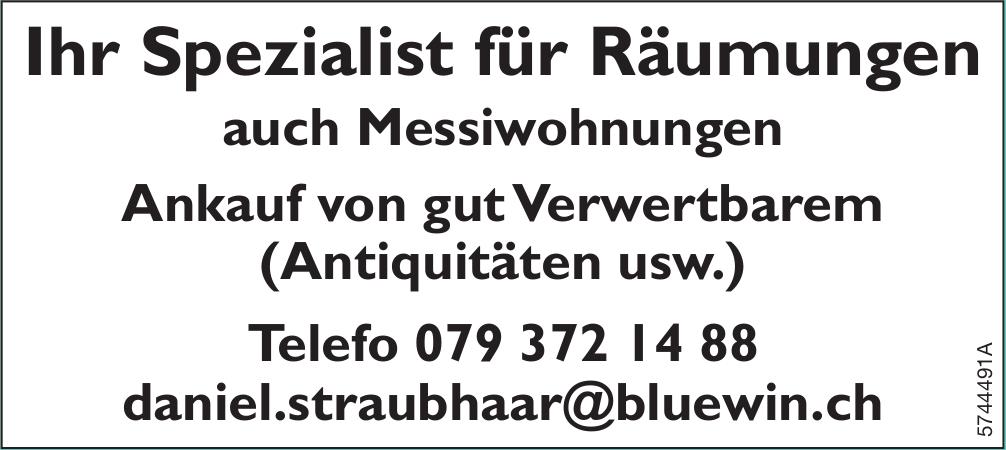 Daniel Straubhaar, Ihr Spezialist für Räumungen
