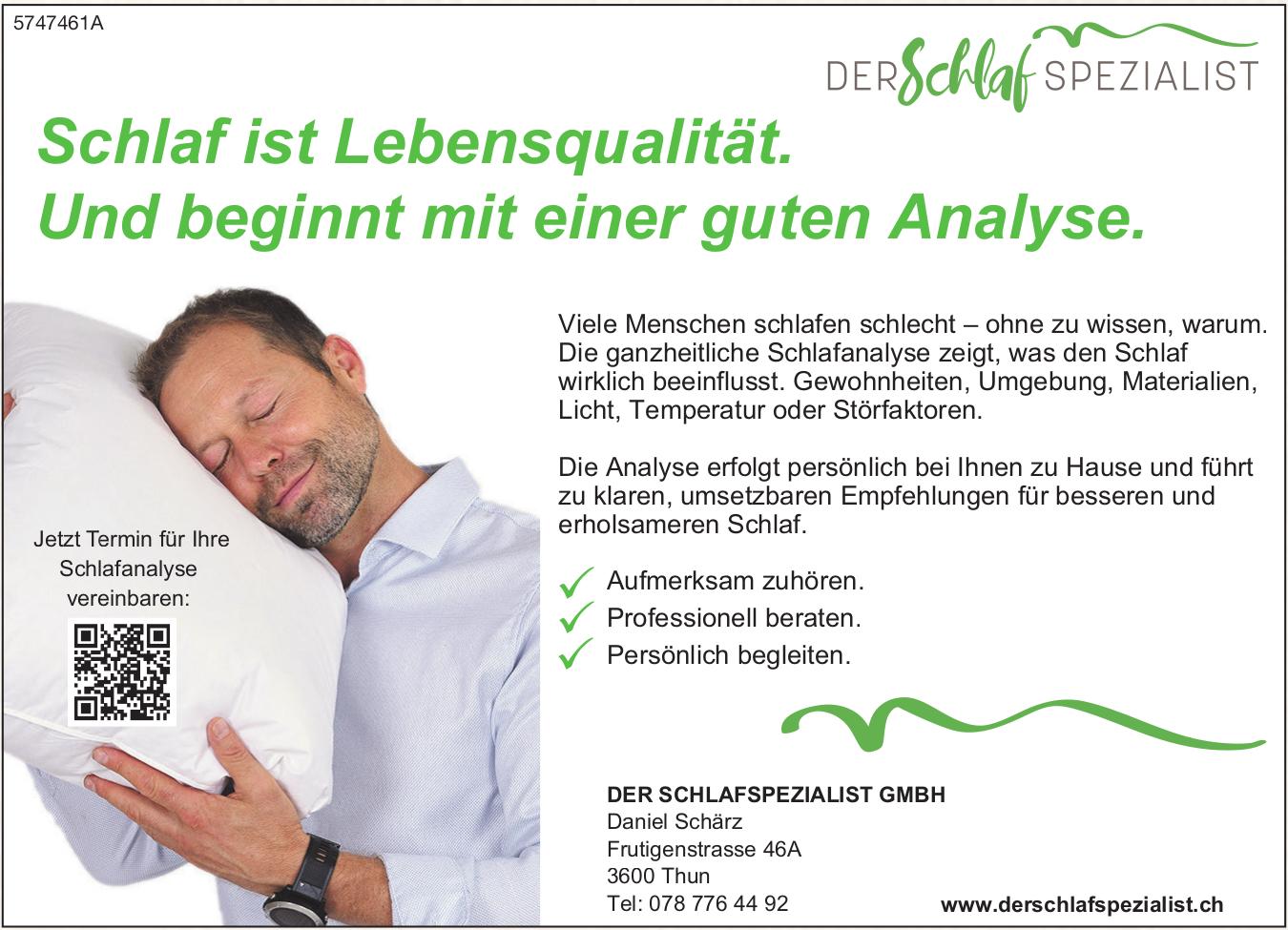 DER SCHLAFSPEZIALIST GMBH, Thun - Schlaf ist Lebensqualität. Und beginnt mit einer guten Analyse.