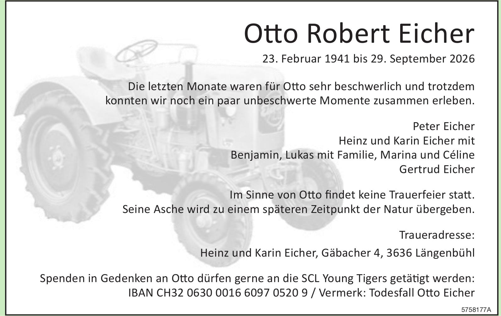 Eicher Otto Robert, September 2026 / TA