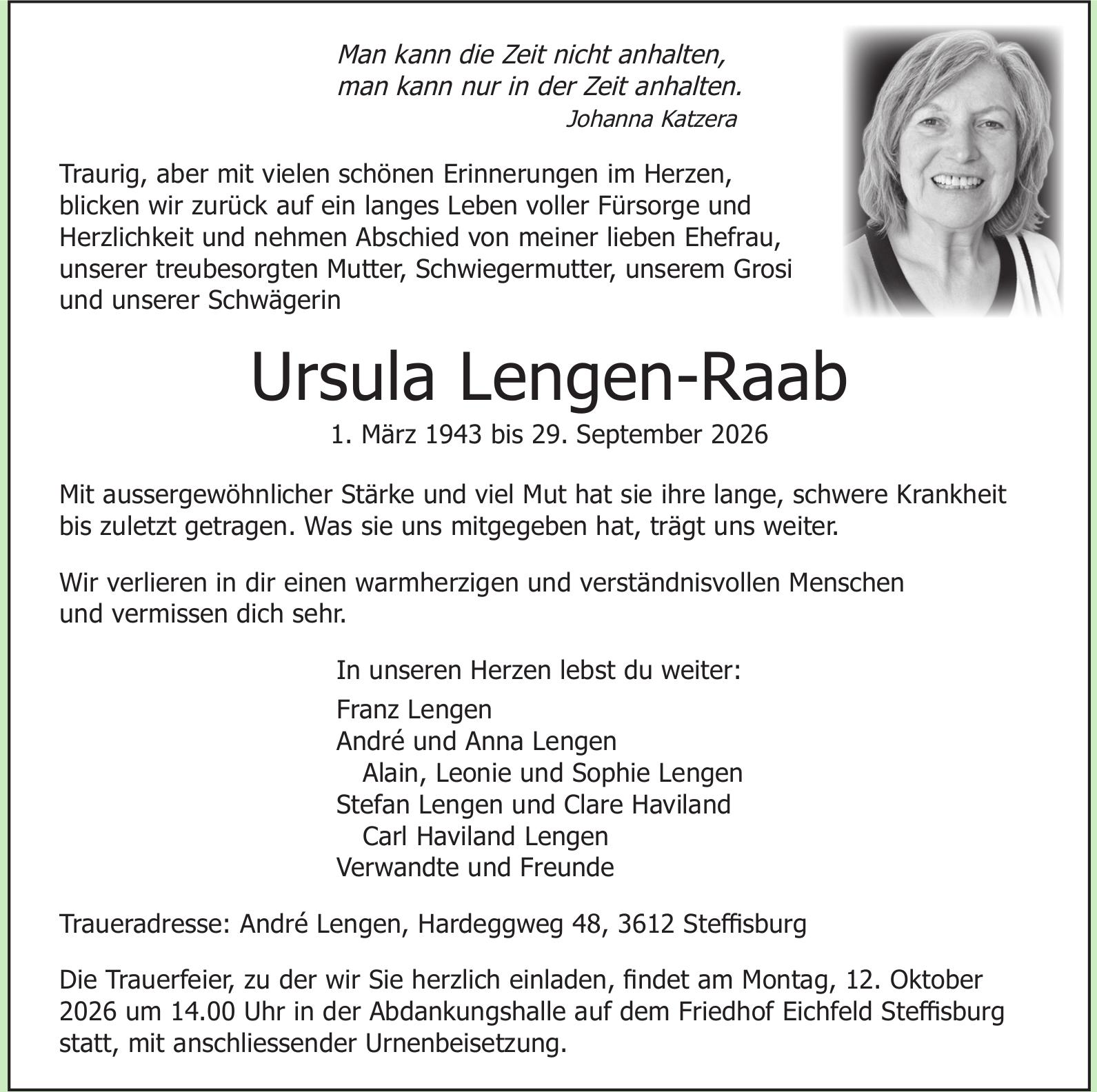 Lengen-Raab Ursula, September 2026 / TA