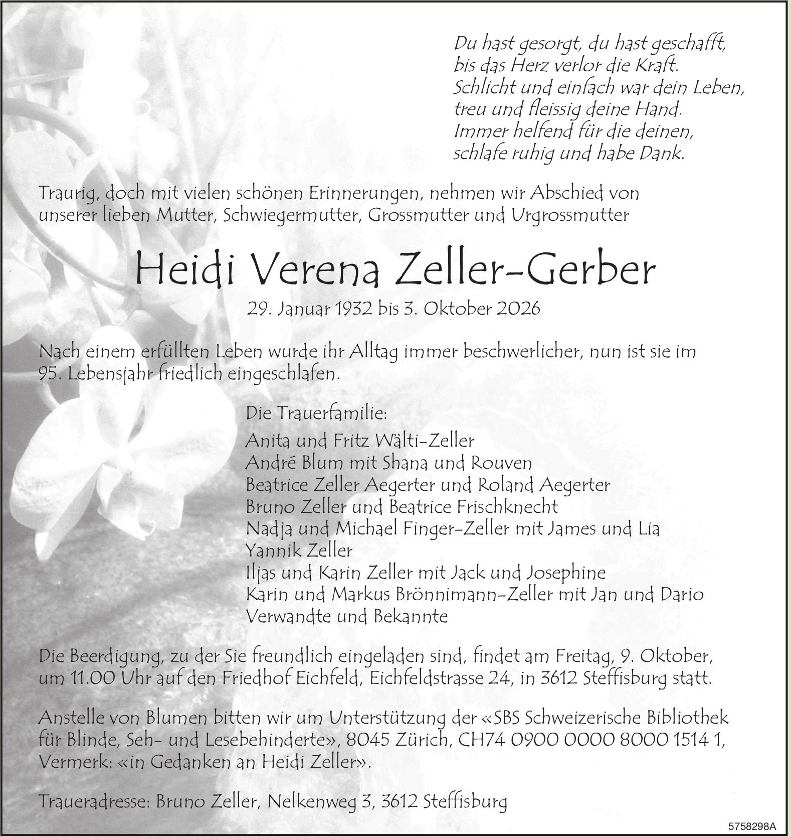 Zeller-Gerber Heidi, Oktober 2026 / TA