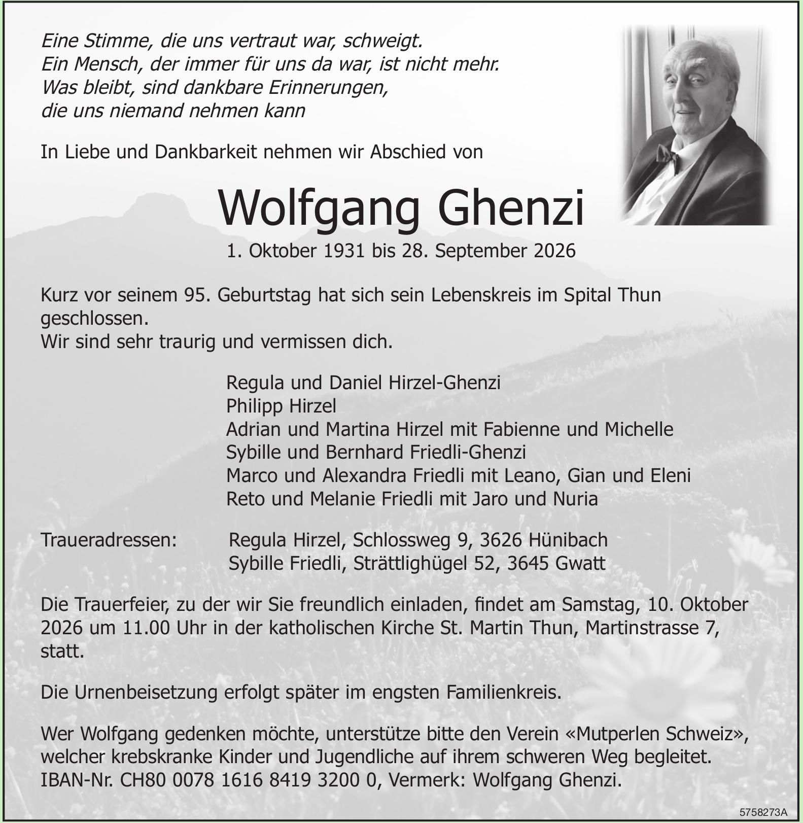 Ghenzi Wolfgang, September 2026 / TA