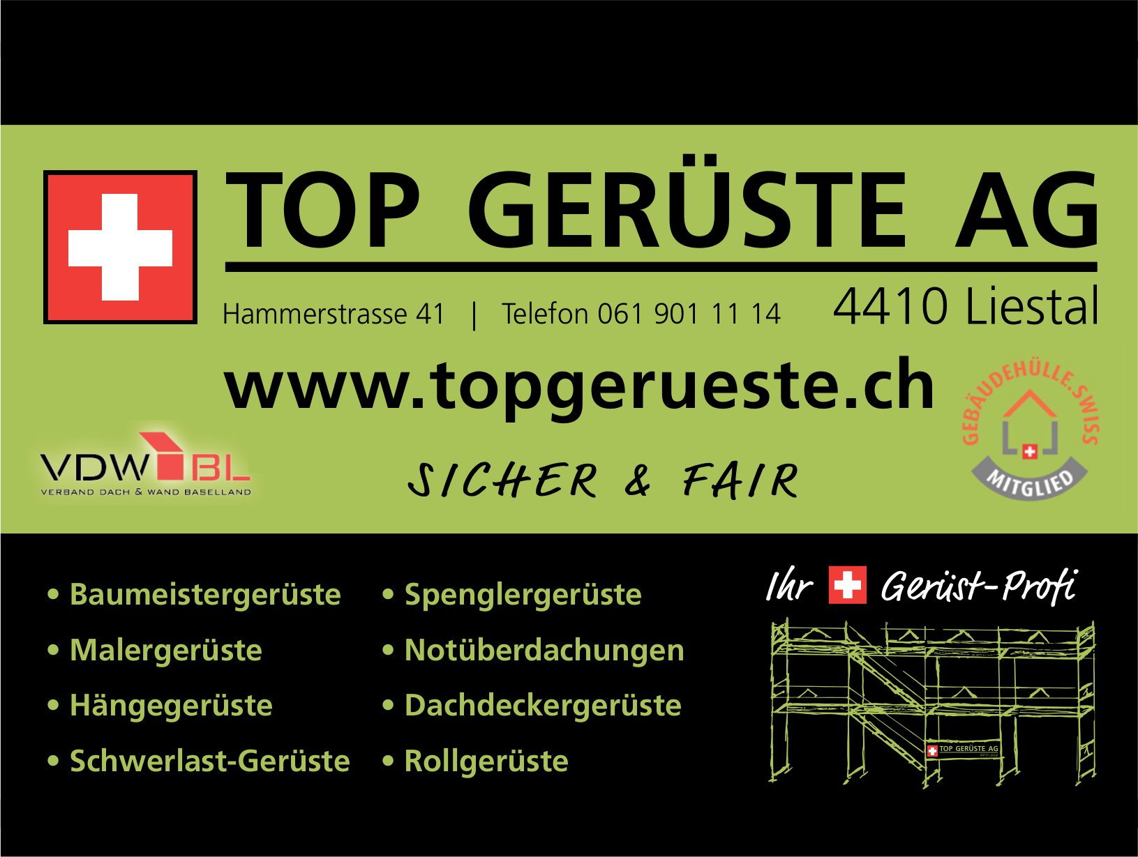 Top Gerüste AG, Liestal - sicher & fair