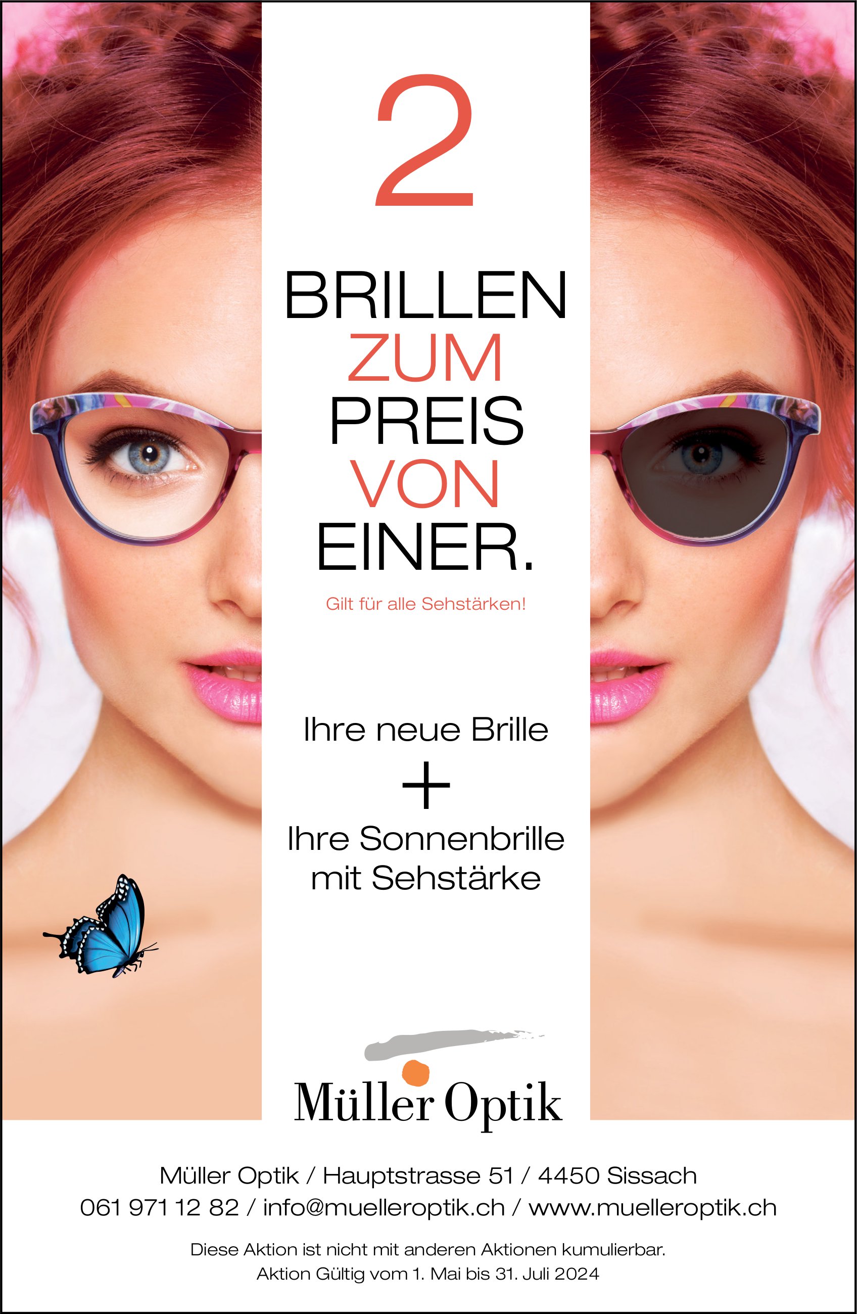 Müller Optik, Sissach - 2 Brillen zum Preis von einer.