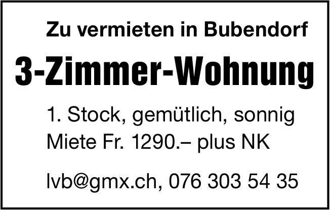 3-Zimmer-Wohnung, Bubendorf, zu vermieten