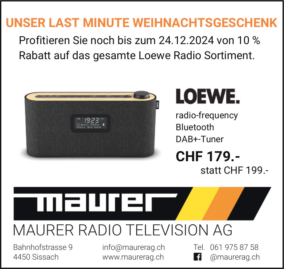 Maurer Radio Television AG, Sissach - Unser Last Minute Weihnachtsgeschenk