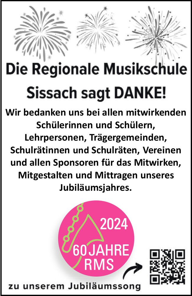 Die Regionale Musikschule Sissach sagt Danke!