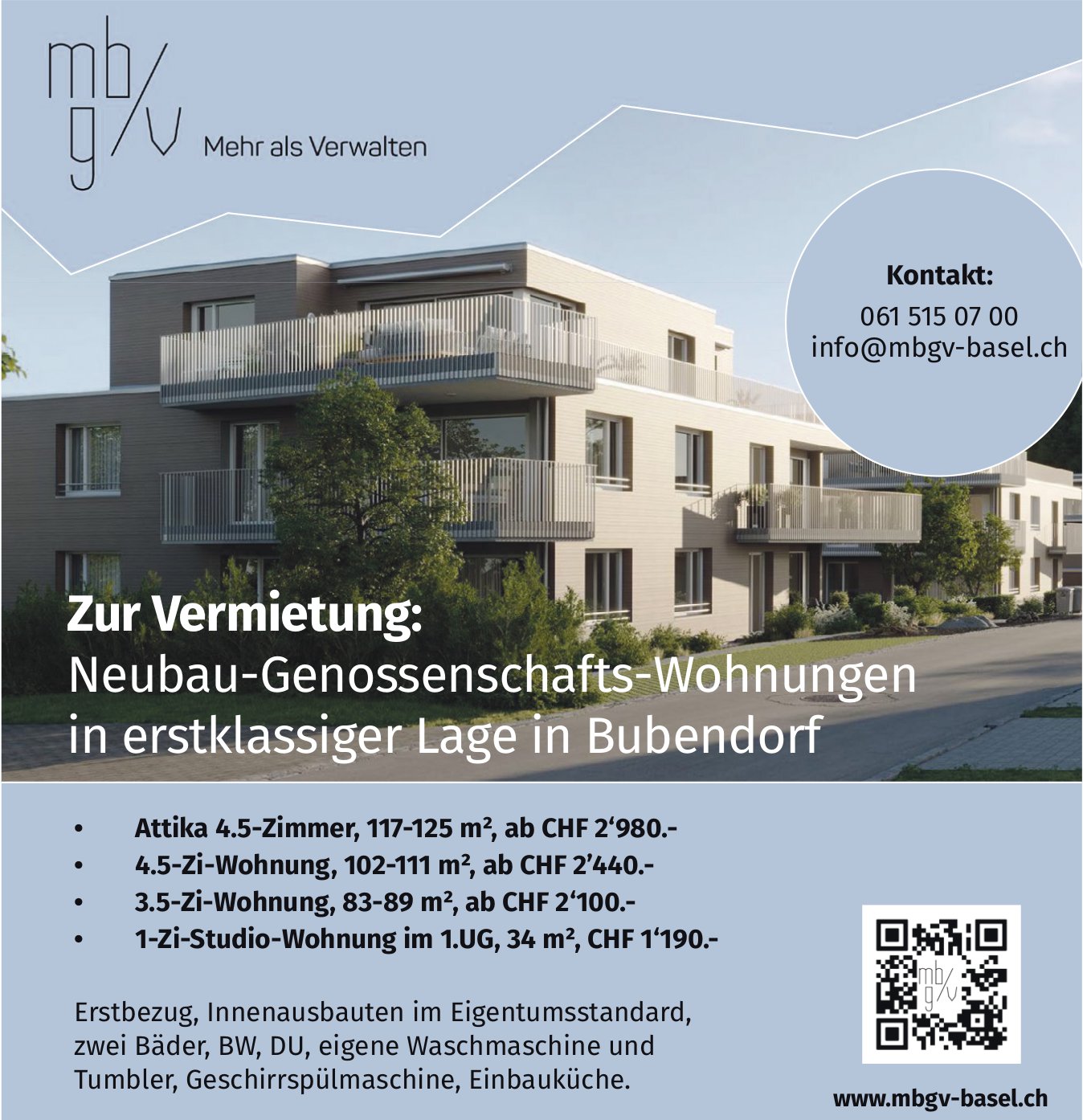 Neubau-Genossenschafts-Wohnungen, Bubendorf, zu vermieten