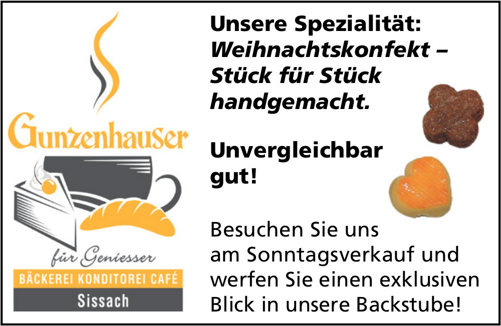 Gunzenhauser, Sissach - Unsere Spezialität: Weihnachtskonfekt–Stück für Stück handgemacht.