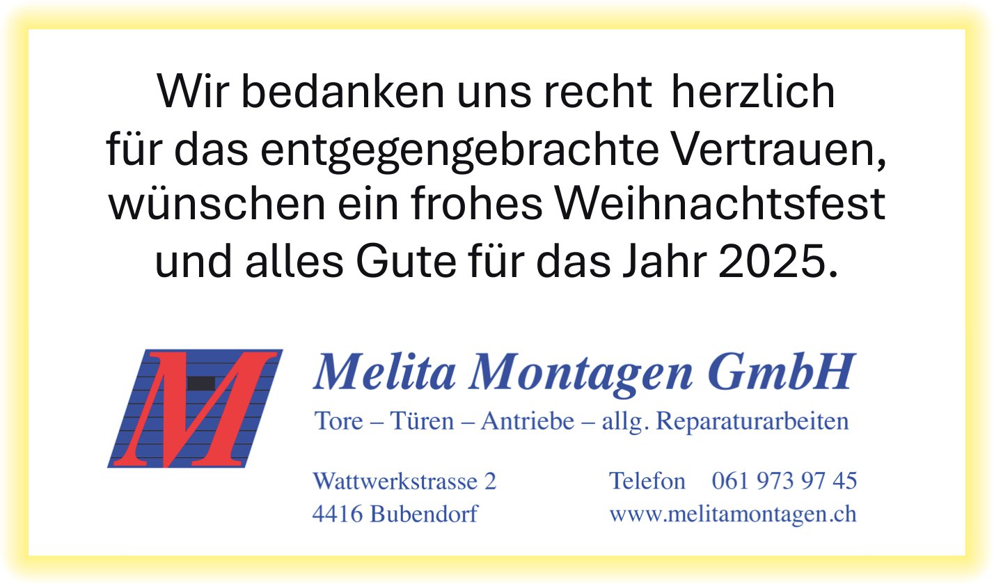 Melita Montagen GmbH, Bubendorf - Wir bedanken uns recht herzlich für das entgegengebrachte Vertrauen