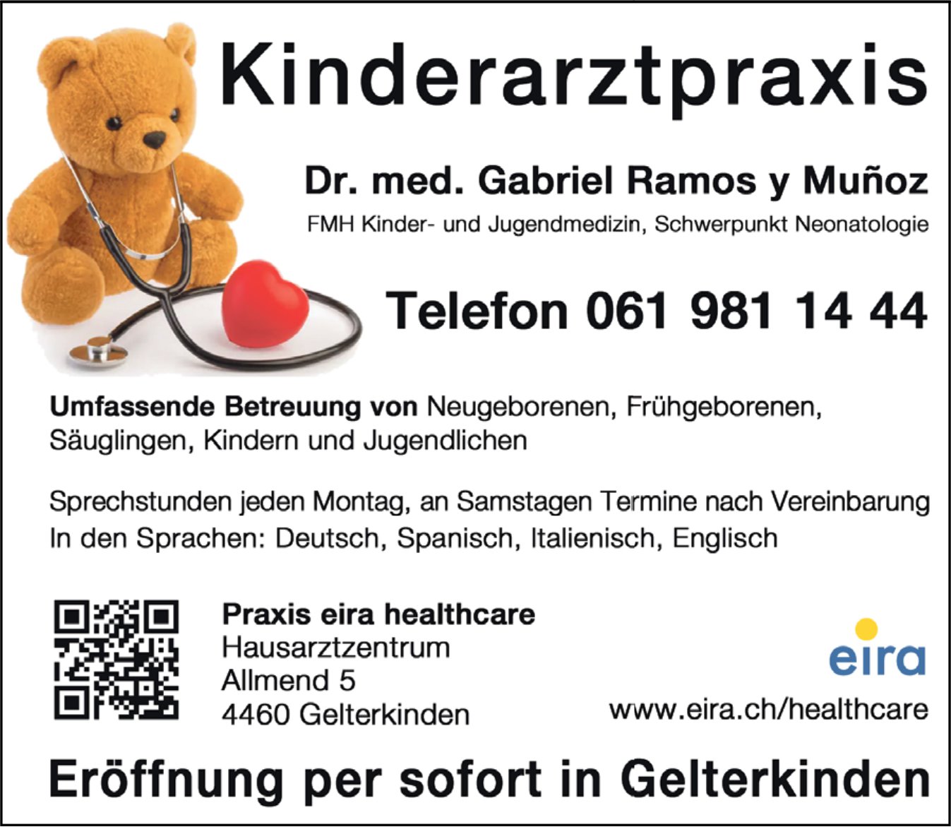 Praxis eira healthcare, Gelterkinden - Kinderarztpraxis