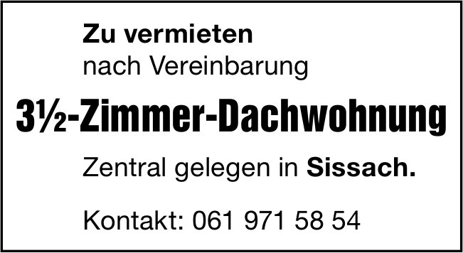 3.5-Zimmer-Dachwohnung, Sissach, zu vermieten