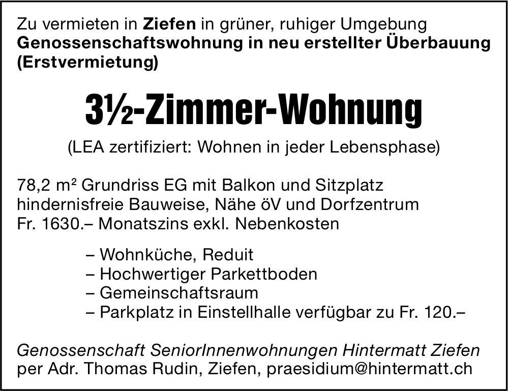 3.5-Zimmer-Wohnung, Ziefen, zu vermieten