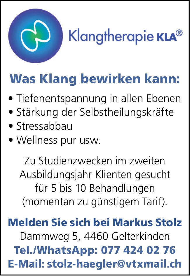 Klantherapie KLA, Gelterkinden - Was Klang bewirken kann