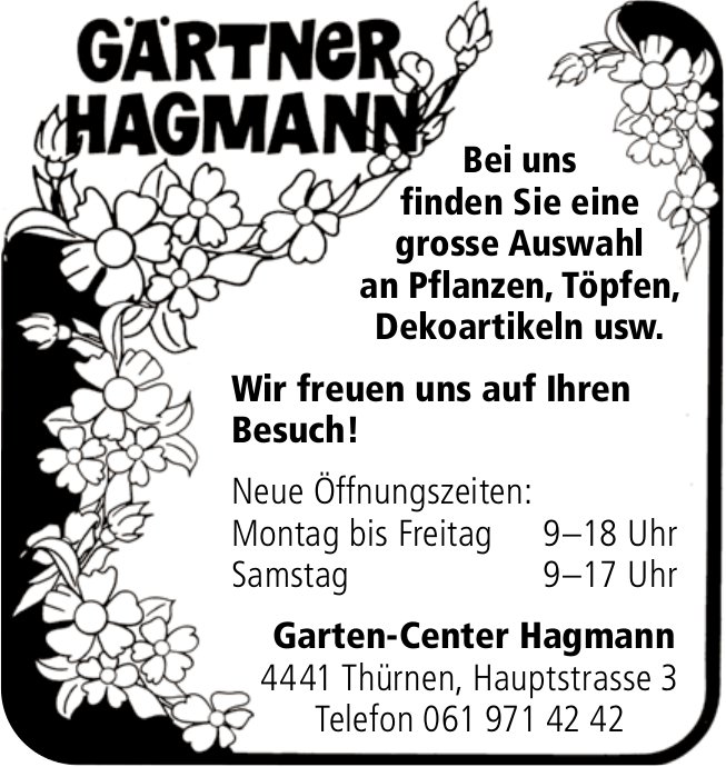 Garten-Center Hagmann, Thürnen - Grosse Auswahl an Pflanzen, Töpfen und Dekoartikeln