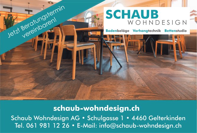 Schaub Wohndesign AG, Gelterkinden - Bodenbeläge, Vorhangtechnik,  Bettenstudio