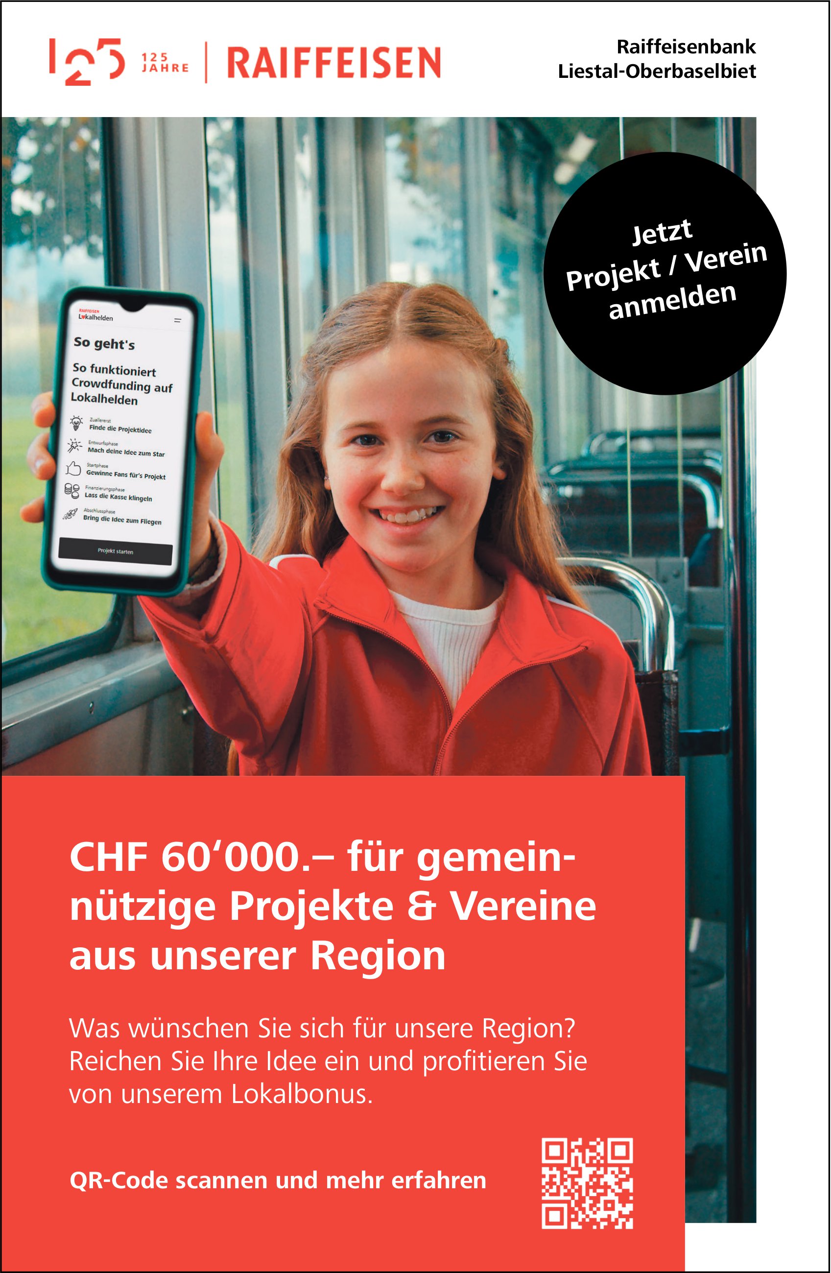 Raiffeisen, Liestal-Oberbaselbiet - CHF 60‘000.– für gemeinnützige Projekte & Vereine aus unserer Region