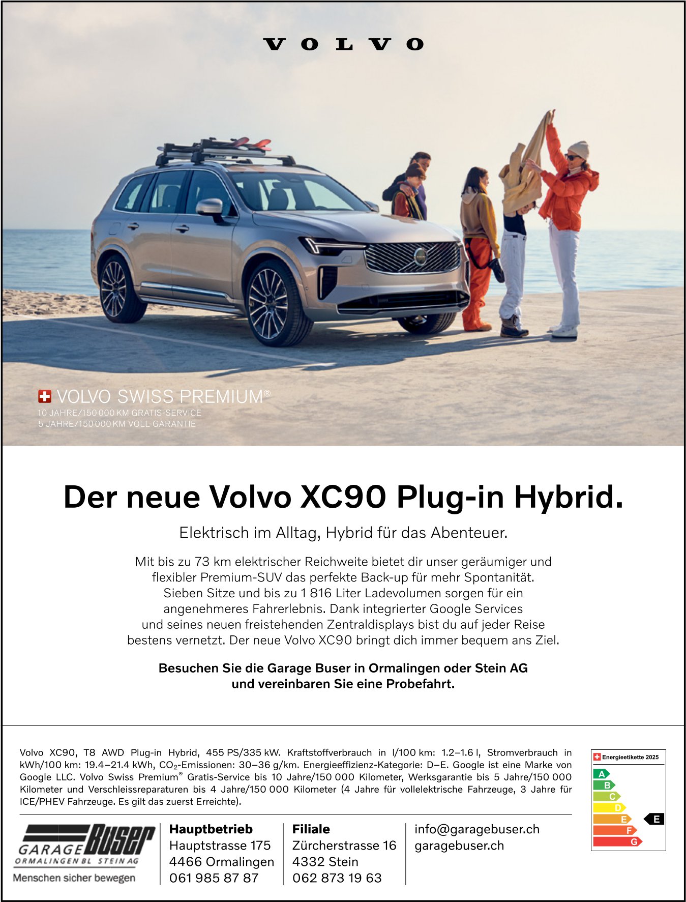 Garage Buser Stein AG, Ormalingen - Der neue Volvo XC90 Plug-in Hybrid.