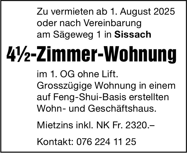 4.5-Zimmer-Wohnung, Sissach, zu vermieten
